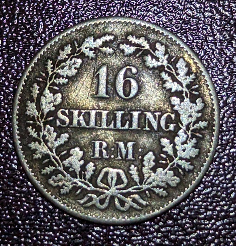 1856 Denmark 16 Skilling Rigsmønt