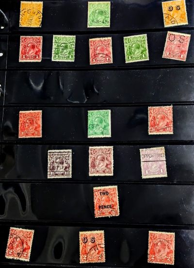 A page full of King George V stamps
