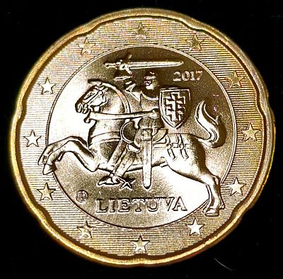 The arms of Lithuania in the centre with the date to the right, the country name below, and the 12 stars of Europe around the rim Script: Latin Lettering: 2015 LMK LIETUVA Translation: 2015 LMK Lithuania Engraver: Antanas Žukauskas