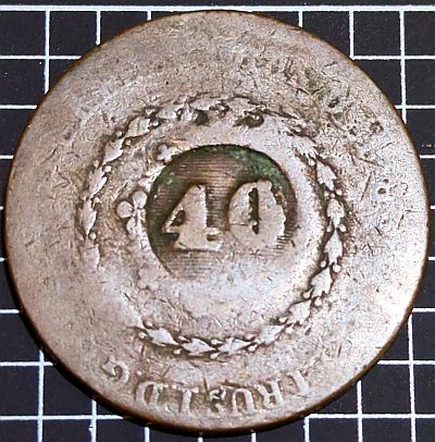 1835 Brazil 40 Réis countermarked on 80 Réis
